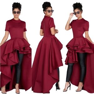 Red Hi-Low Tiered Top